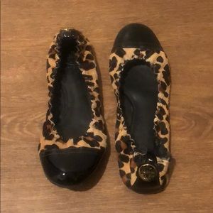 Tory Burch Abbey Leopard Calf Hair Ballet Flats